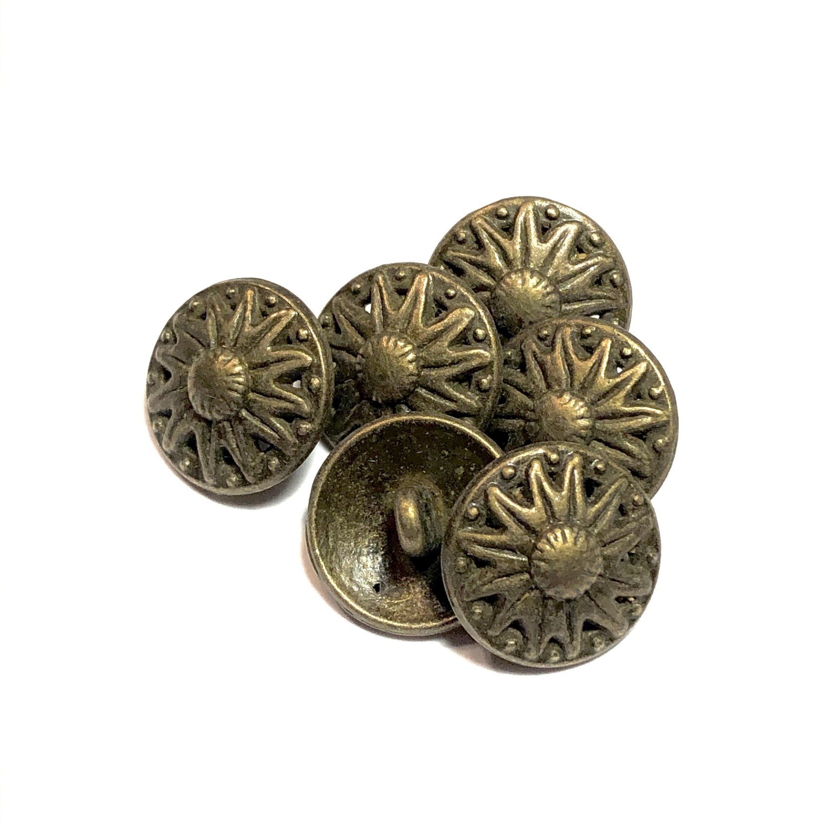 Bronze Alloy 18mm Buttons Flower Pattern 12pcs