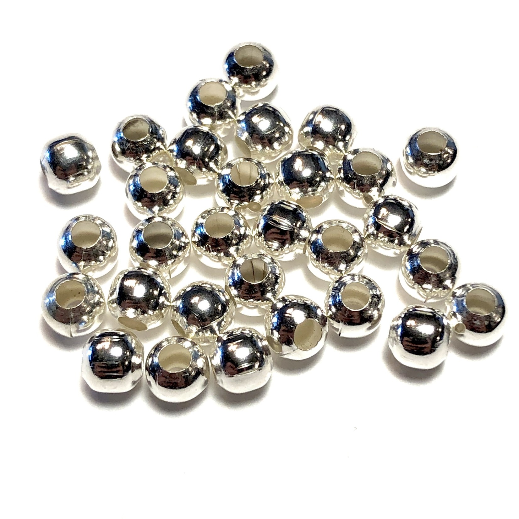 Silver Plated 6mm Round Spacer Bead 2.5mm Hole 100pcs