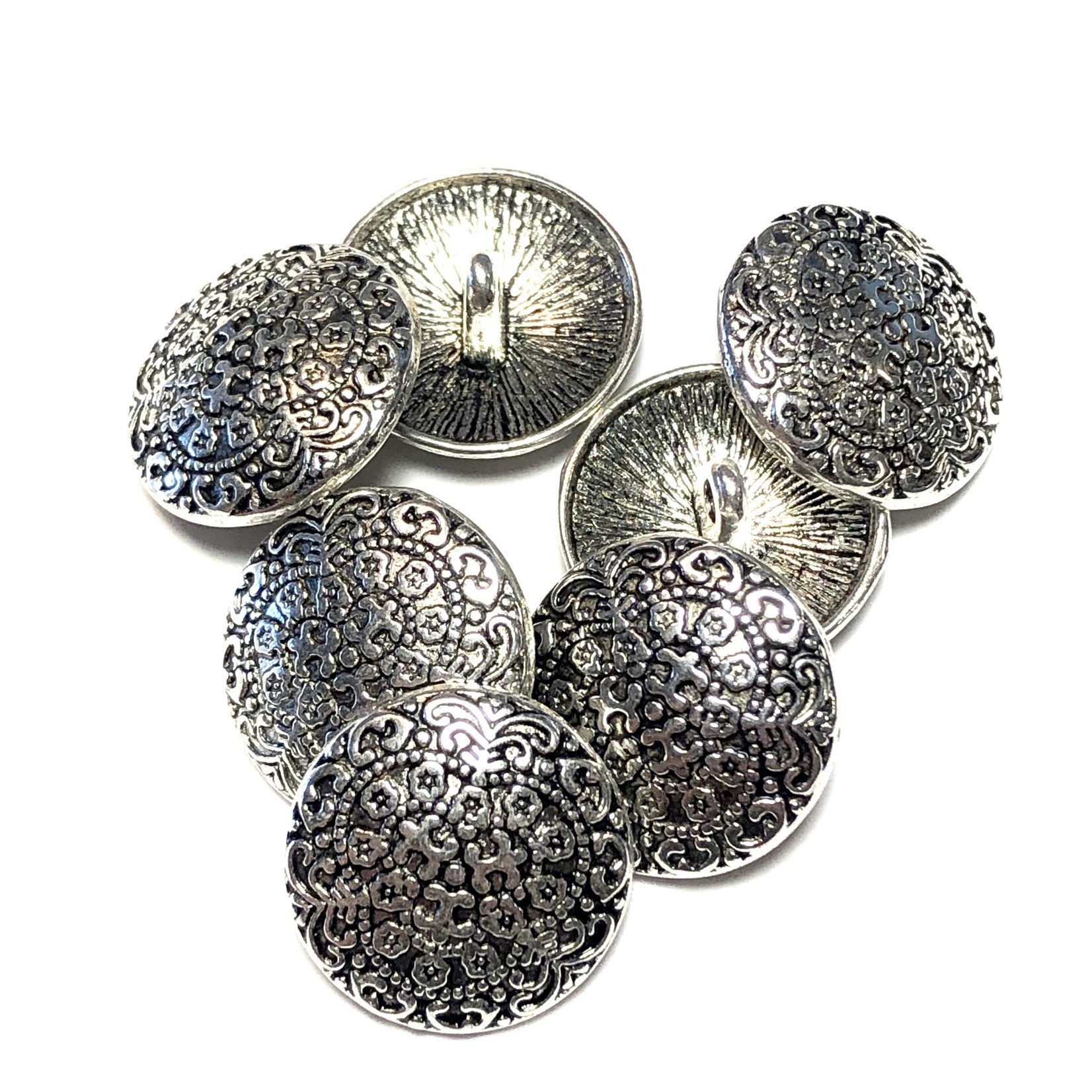 Carved Tibetan Silver Alloy 18mm Button 10pcs