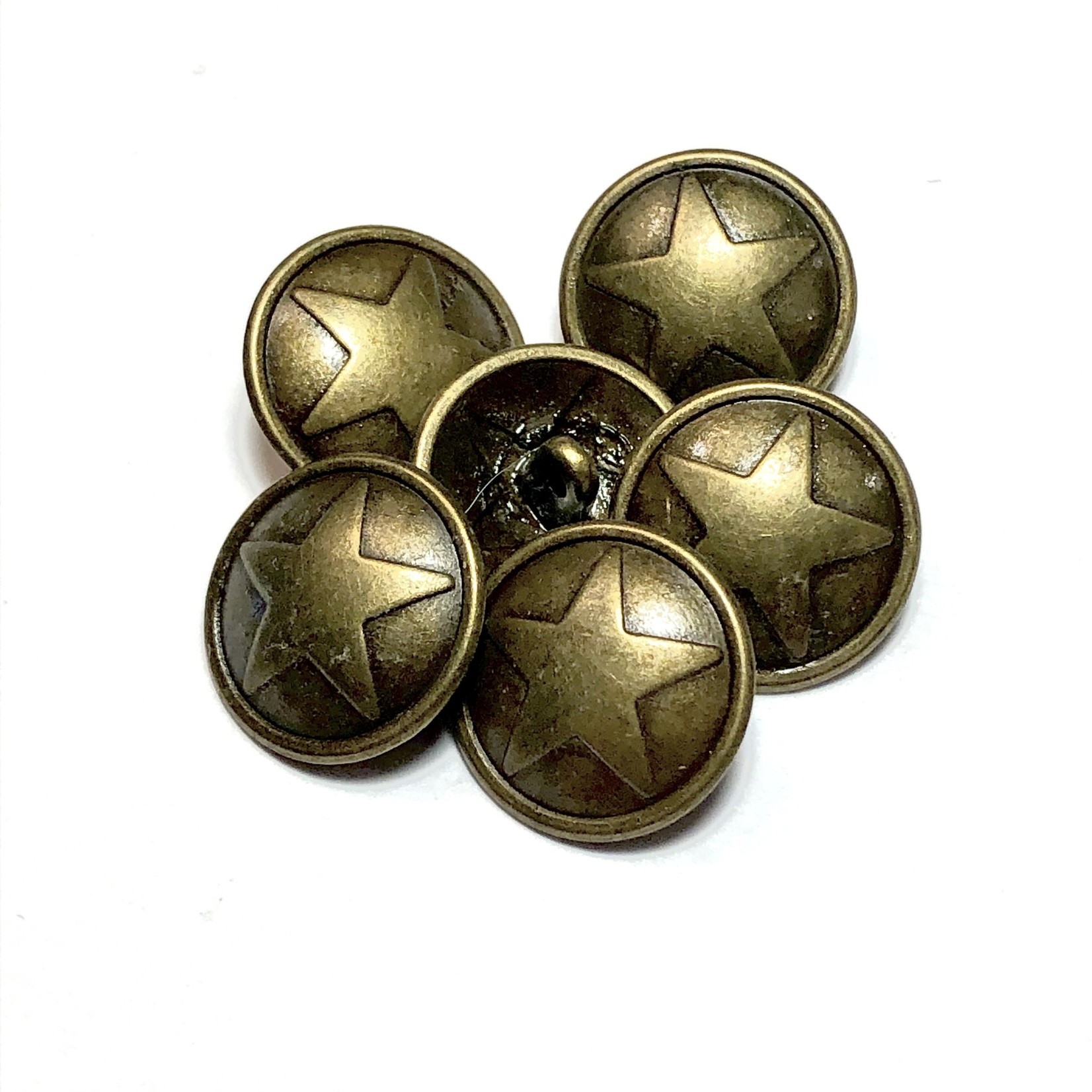 Bronze Alloy 17mm Button with Star 12pcs