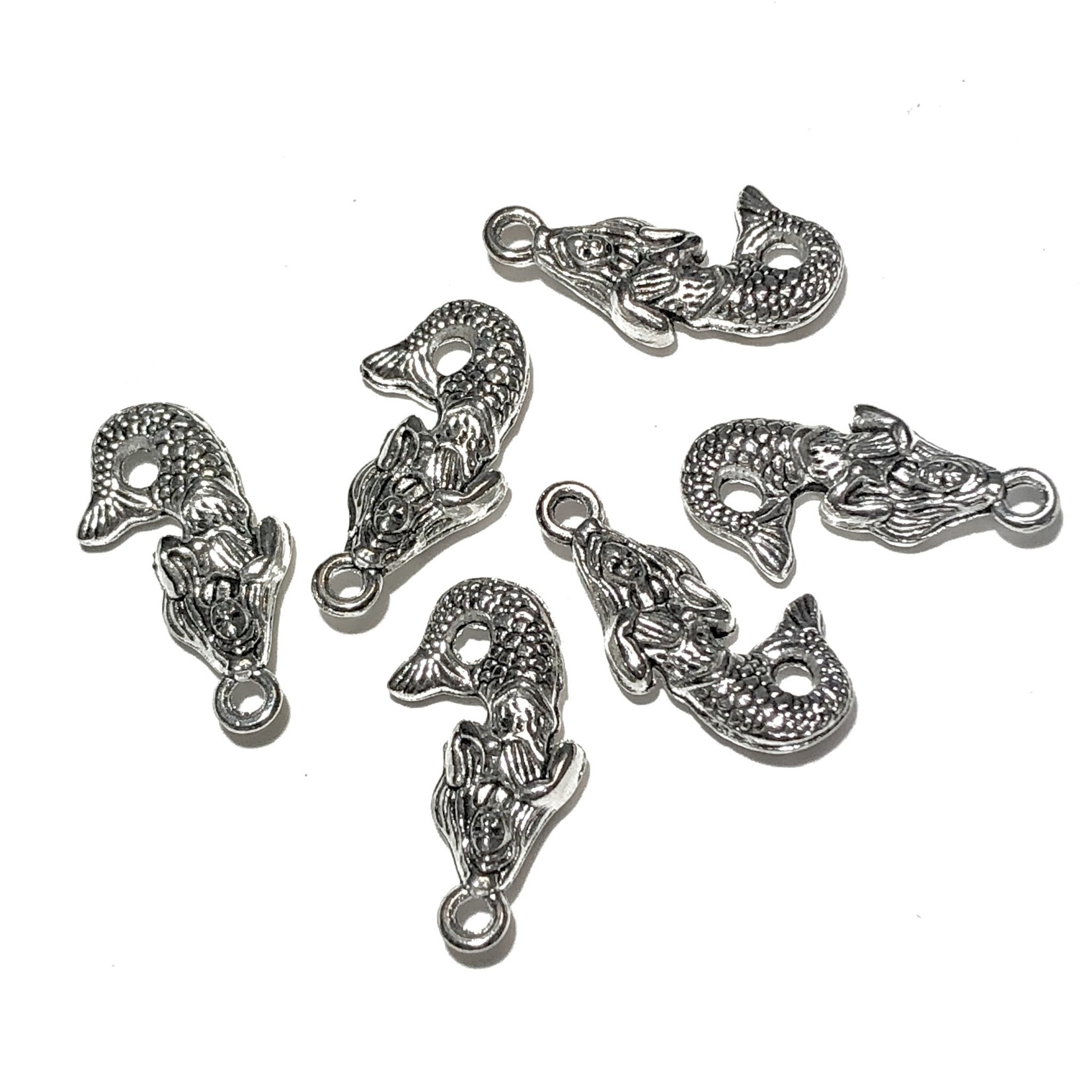 Antique Silver Alloy 23mm Mermaid Charm 8pcs