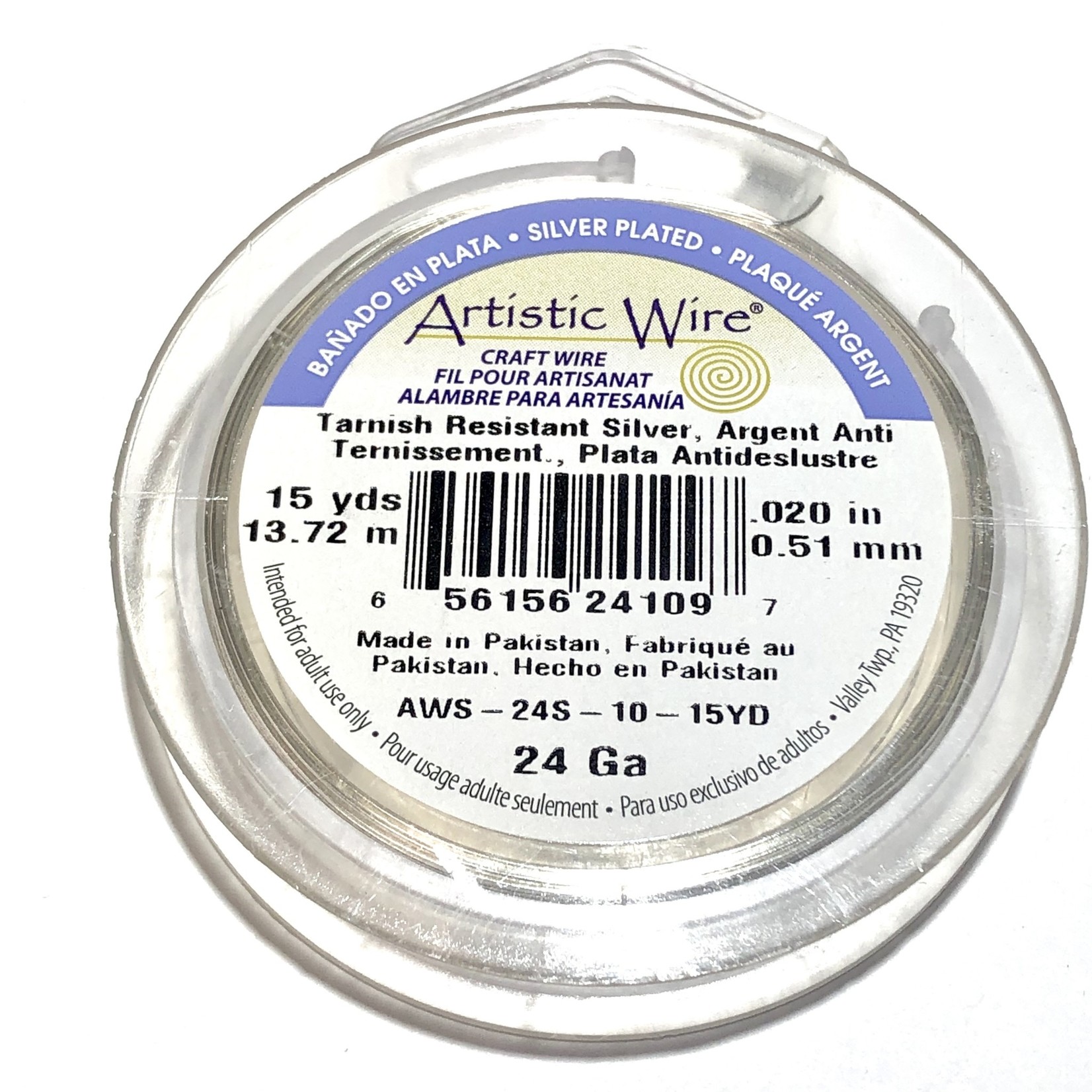 Artistic Wire Tarnish Resistant Silver 24Ga 15Yd