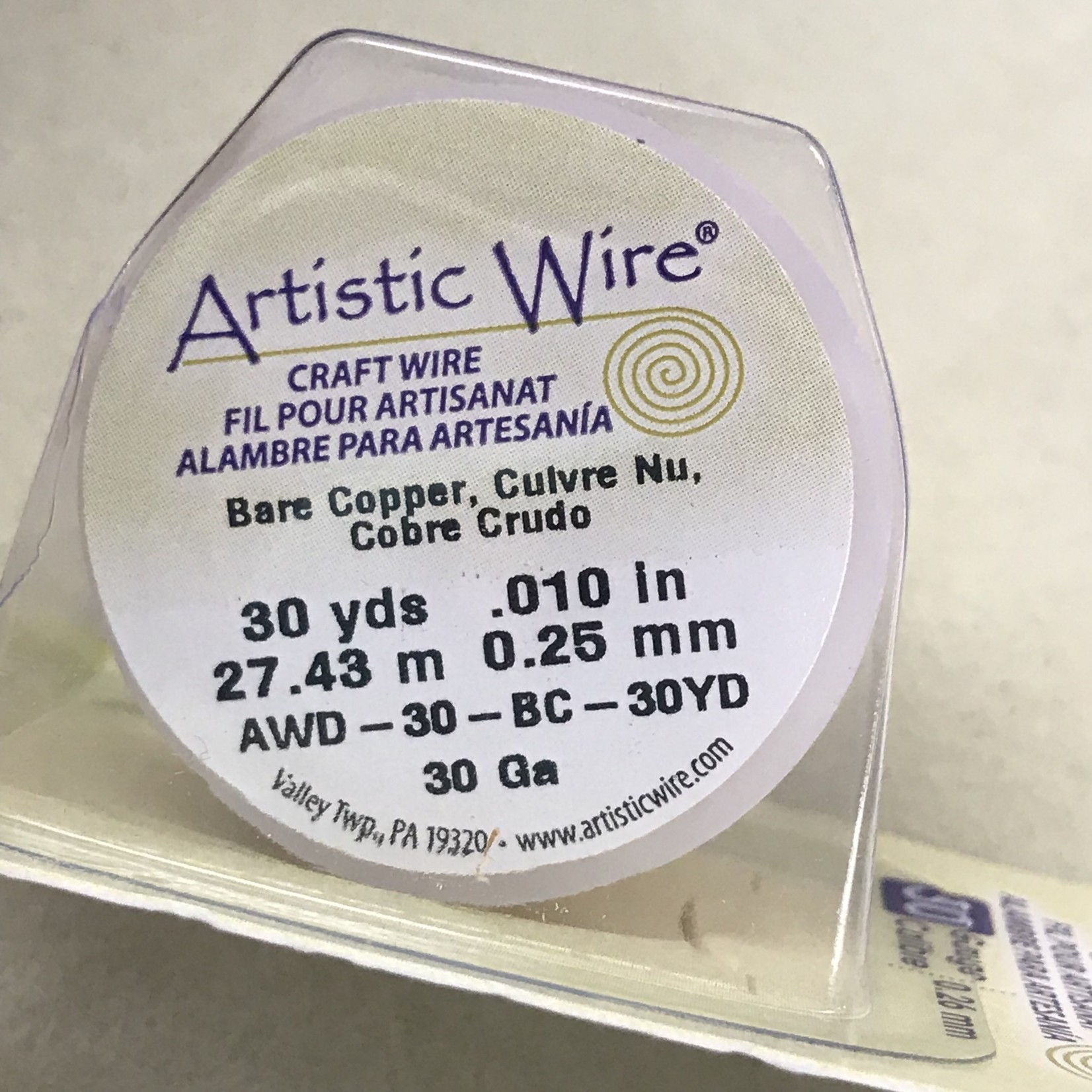 Copper Artistic Wire - Bare Copper - 30 Ga 30 Yd