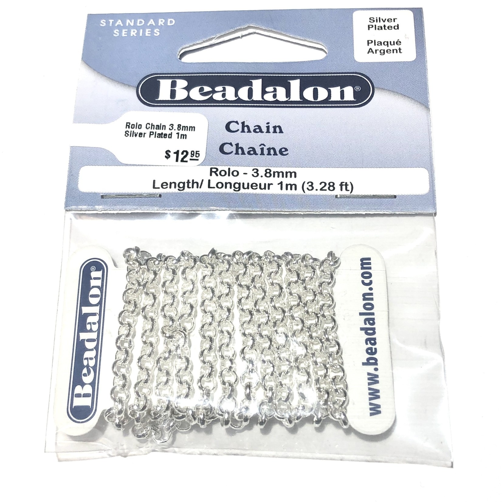 Beadalon Rolo Chain 3.8mm Silver Plated 1m