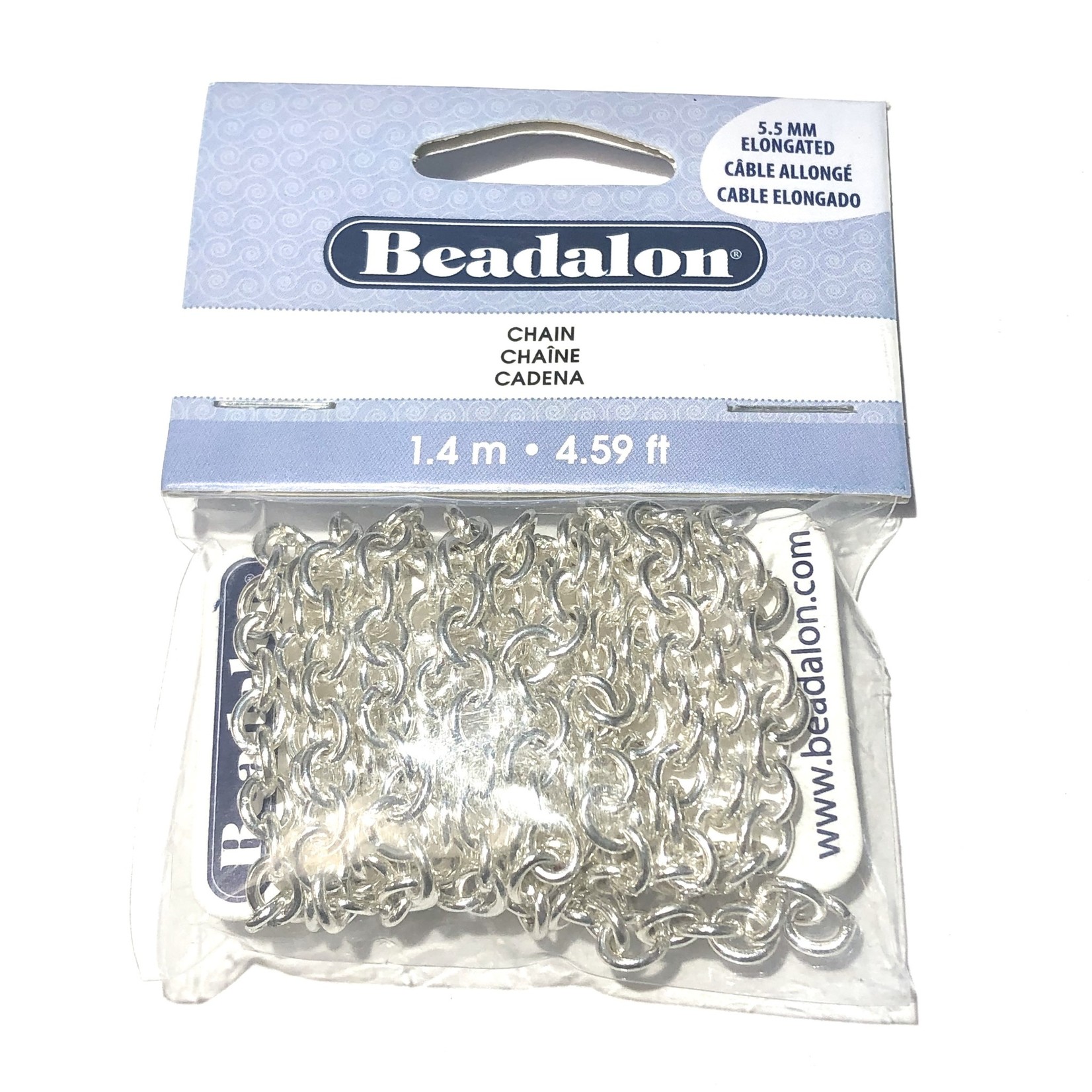 Beadalon Elongated Chain 5.5mm Silver Plated 1.4m
