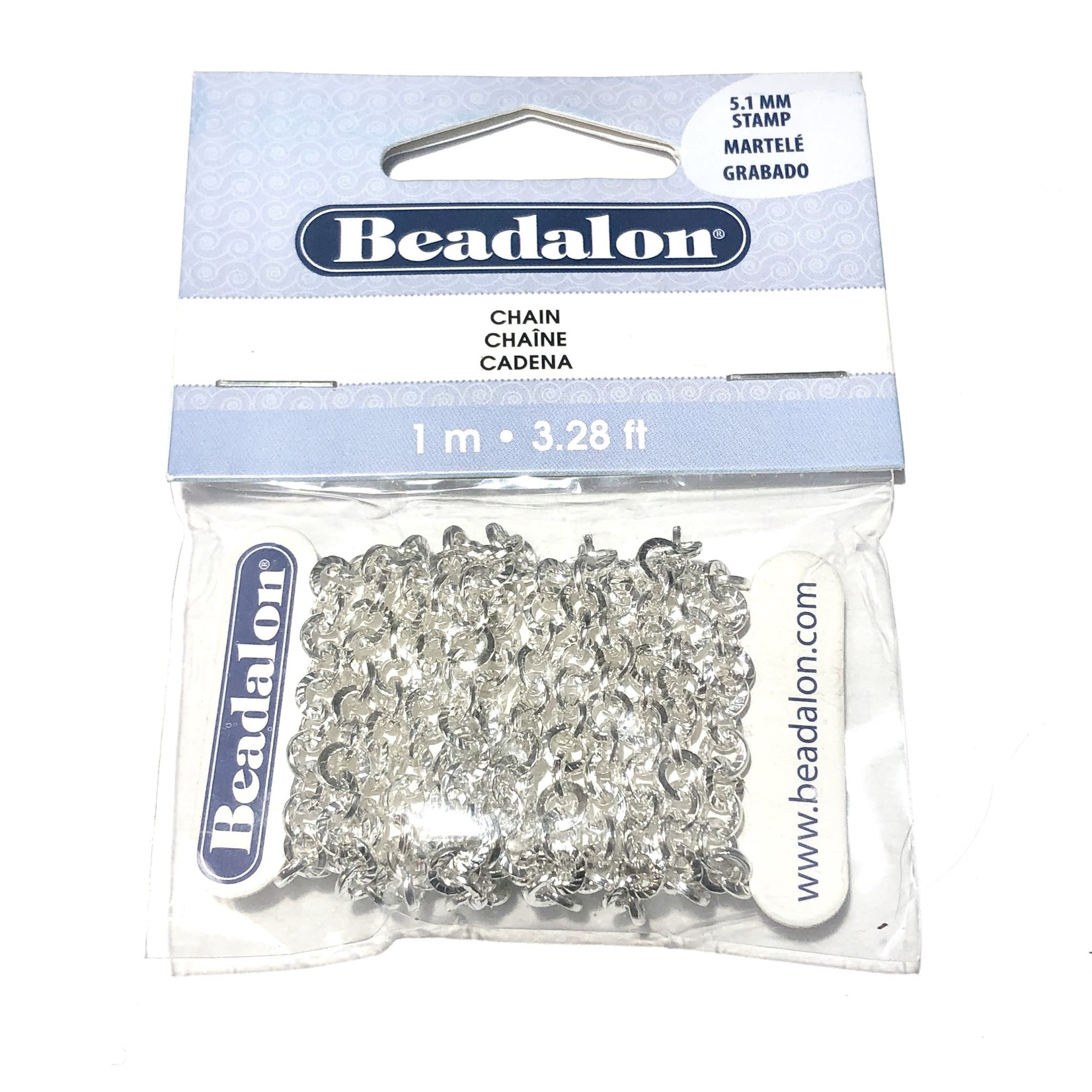 Beadalon Stamped Chain 5.1mm Silver Plated 1m