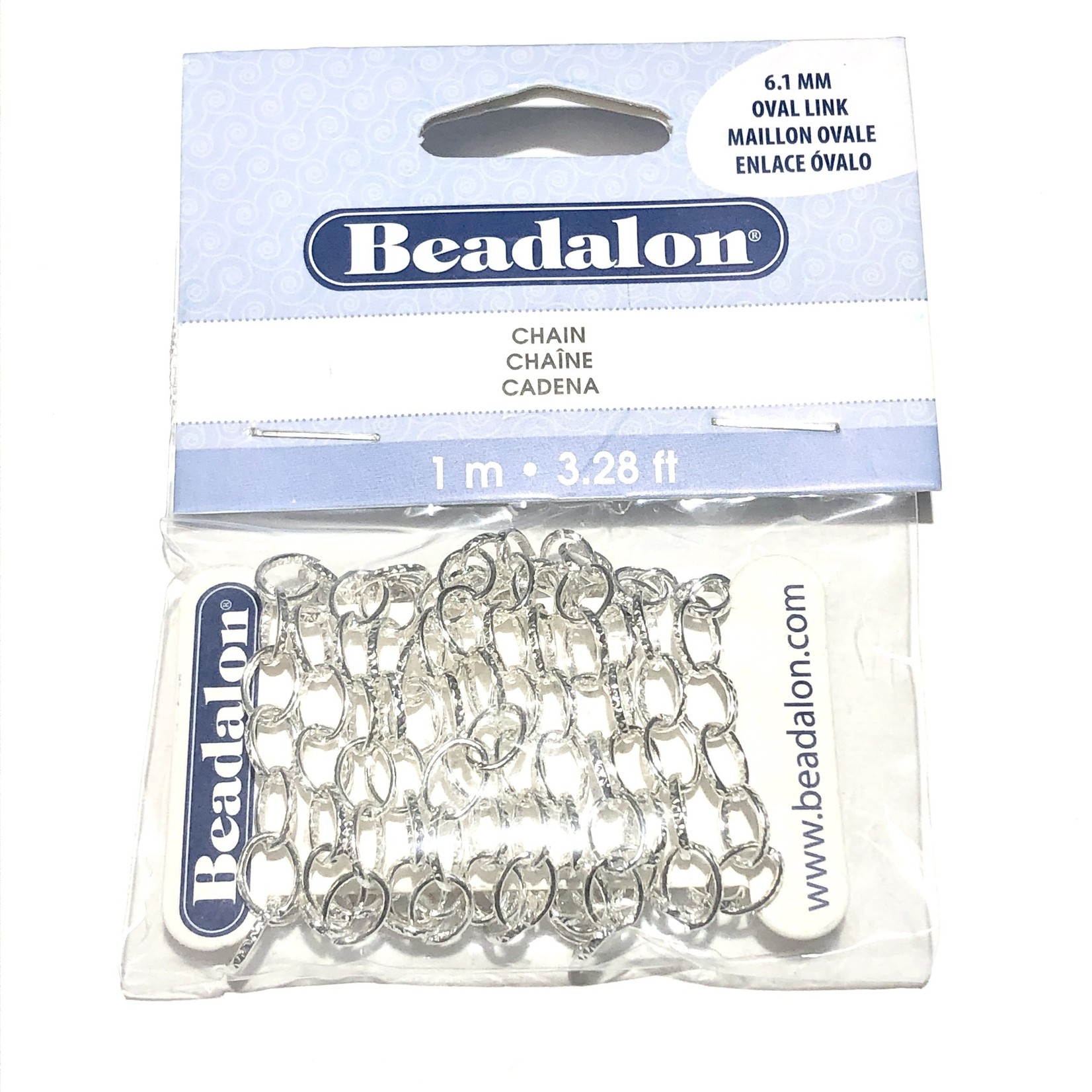 Beadalon Oval Link Chain 6.1mm Silver Plated 1m