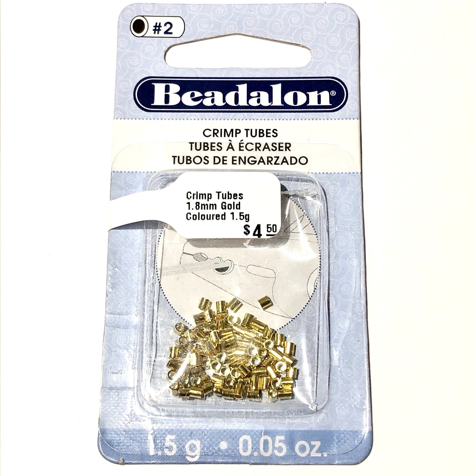 Beadalon Crimp Tubes 1.8mm Gold Coloured 1.5g