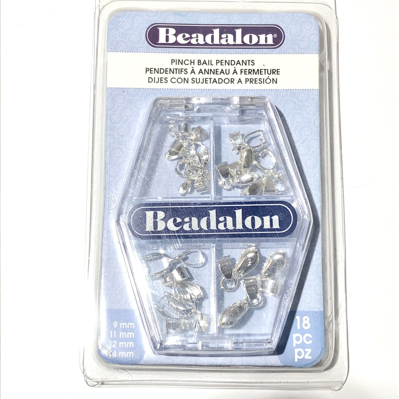 Beadalon Silver Plated Pinch Bail Pendant Variety Pack 18pcs
