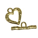 Gold Plated 24mm Hammered Heart Toggle 3 sets