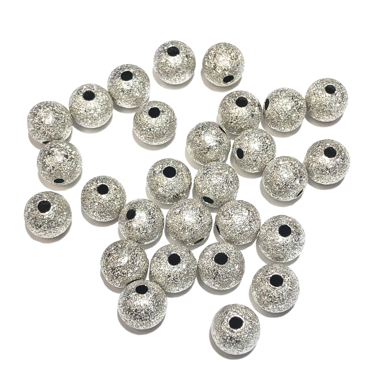 Platinum Plated Stardust 8mm Spacer Bead 50pcs