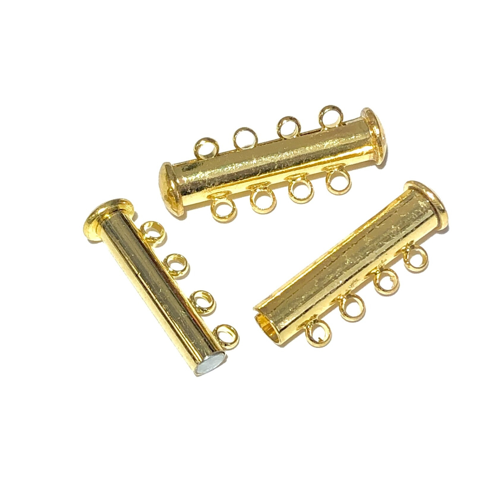 Mag Slide CLASP Plated Brass (Gold) 4 Strand 4/pkg