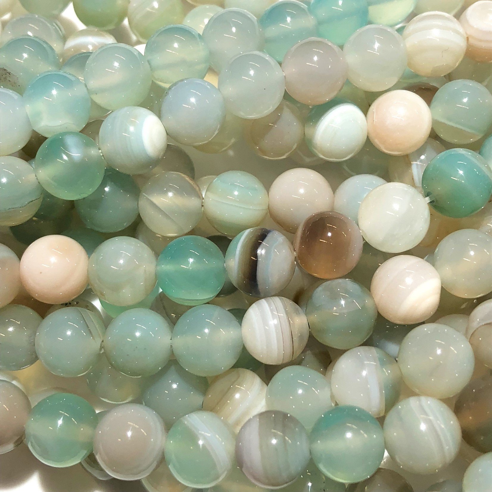 Banded AGATE Dyed Light Aqua 8mm Round