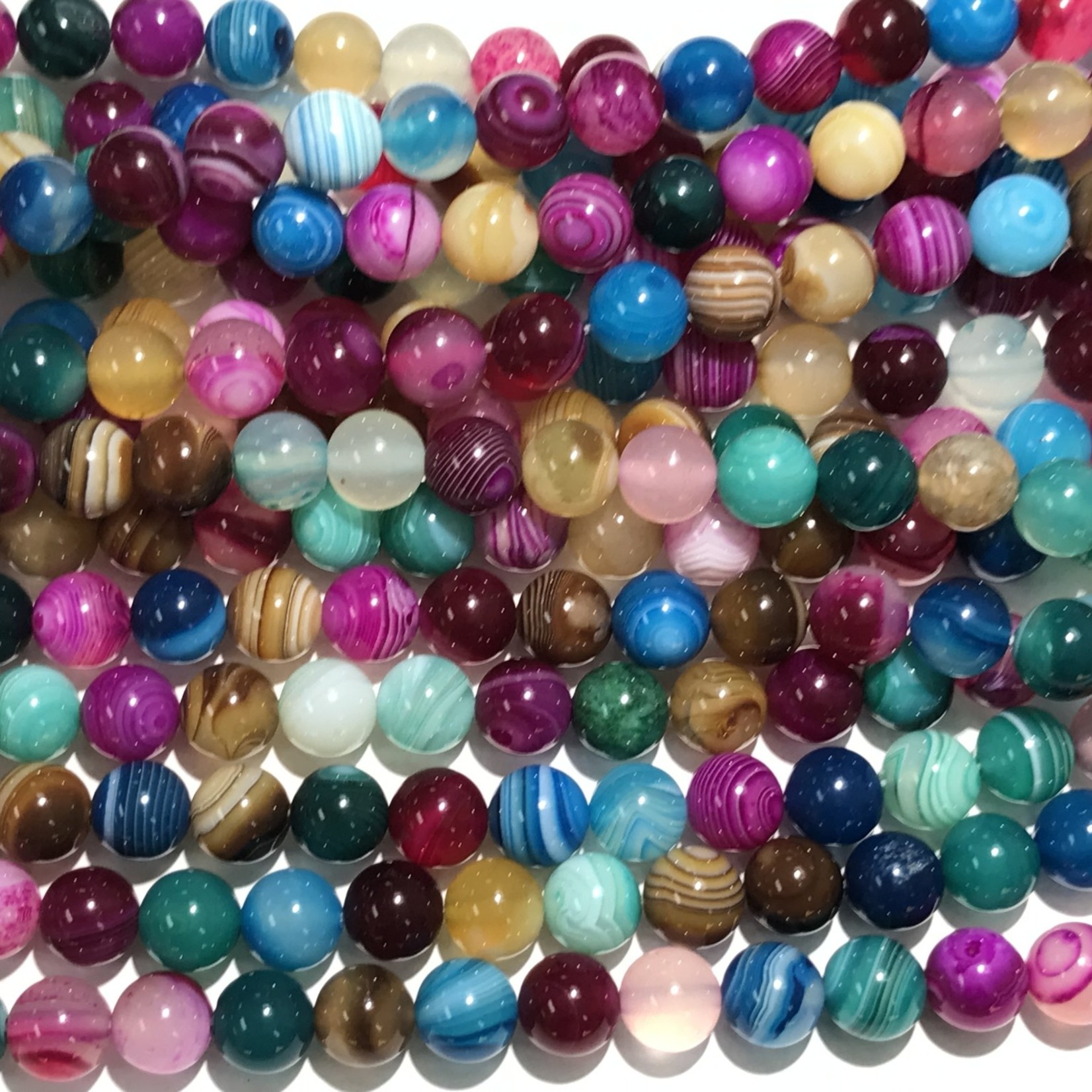 Agate Multi-Coloured Banded 8mm Round