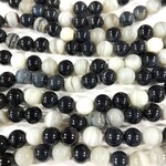 Banded AGATE Natural Black 8mm Round