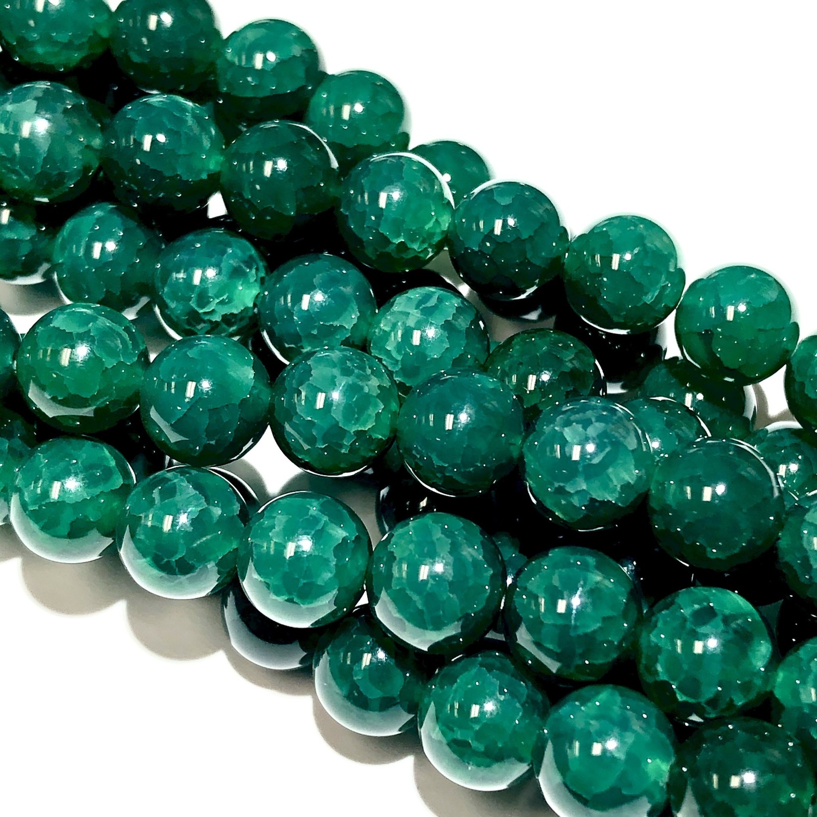 AGATE Cracked Dark Green 8mm Natural Round