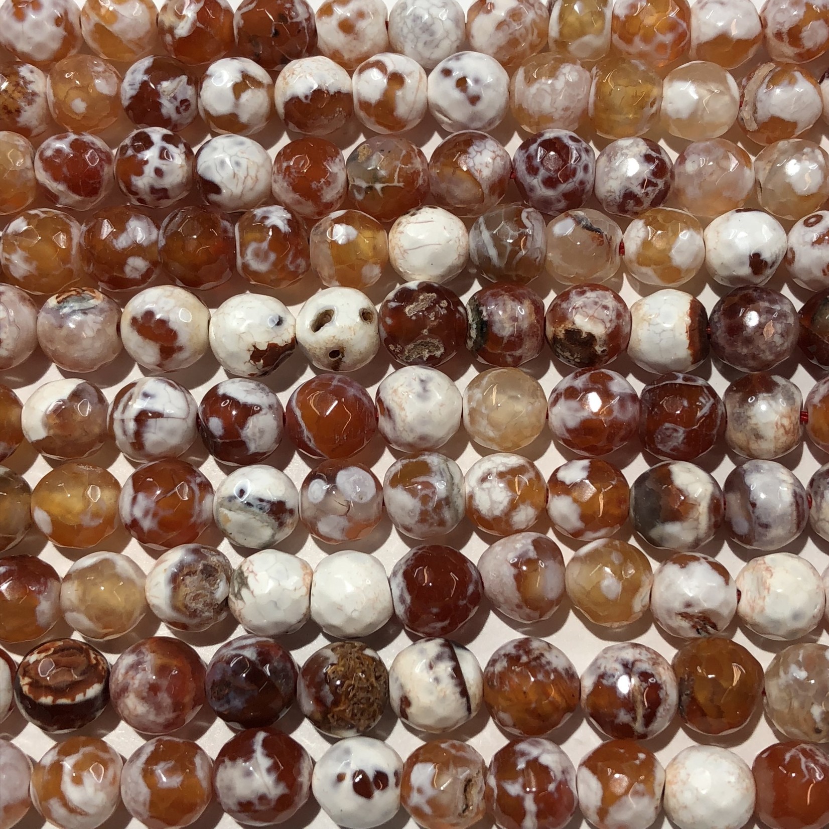 Natural Fire AGATE Dyed Orange Red 8mm Faceted