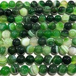 Natural Banded AGATE Dyed Kelp Green 8mm Round