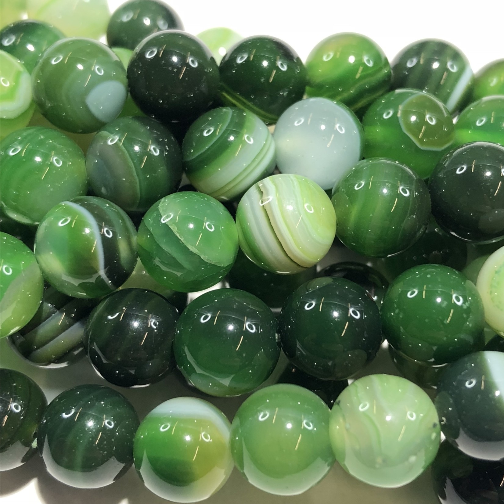 Natural Banded AGATE Dyed Kelp Green 8mm Round
