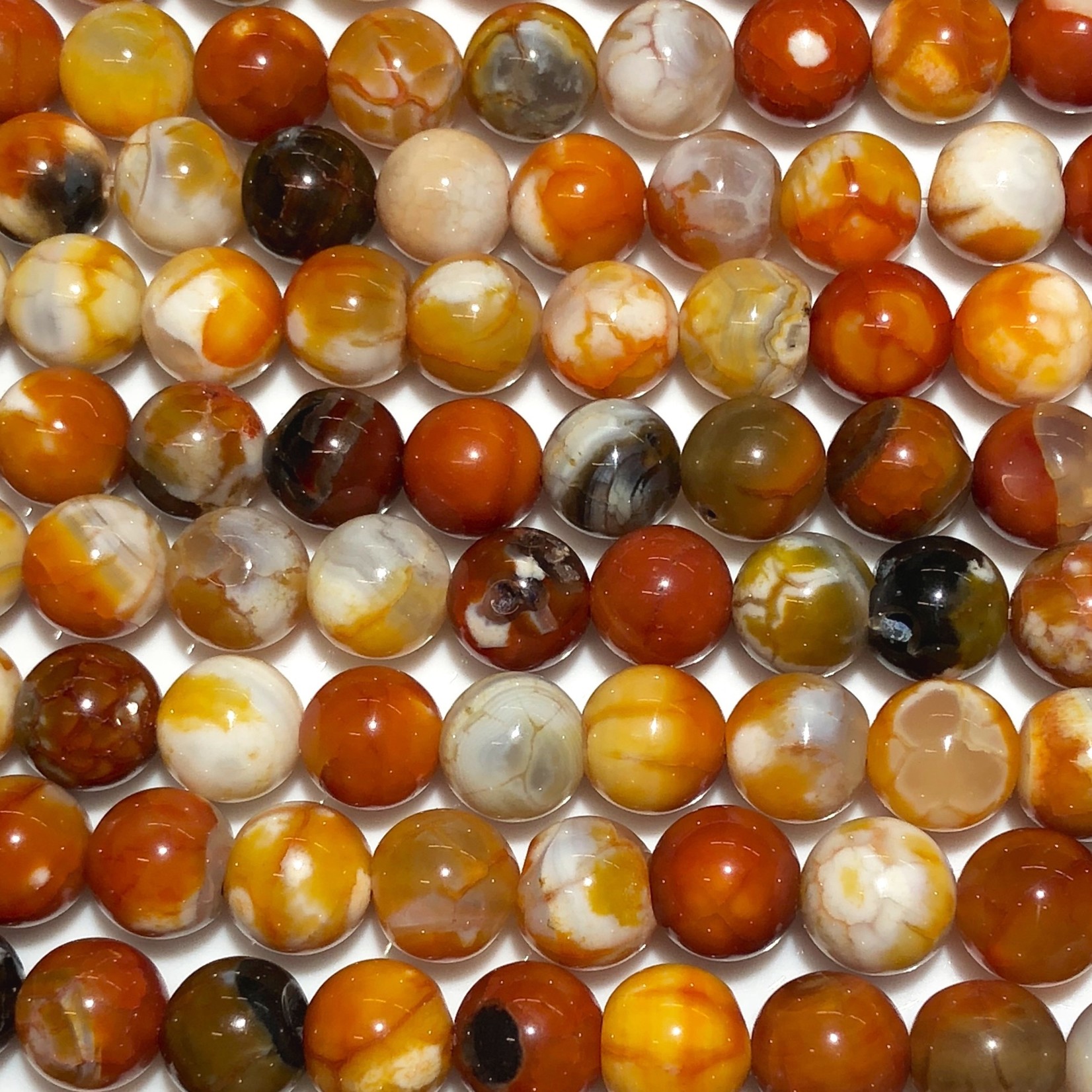 Natural Fire AGATE Dyed Tomato Red 8mm Round