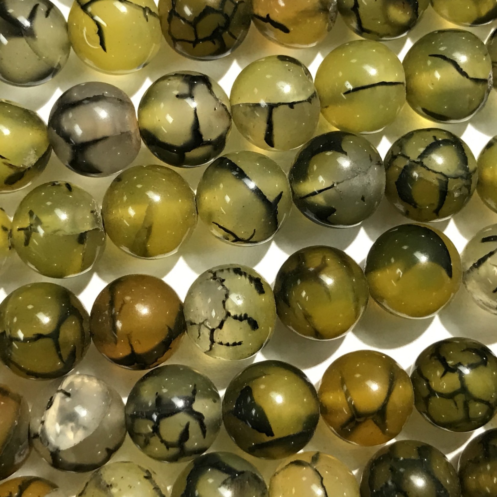 AGATE Dragons Vein Olive 8mm Round