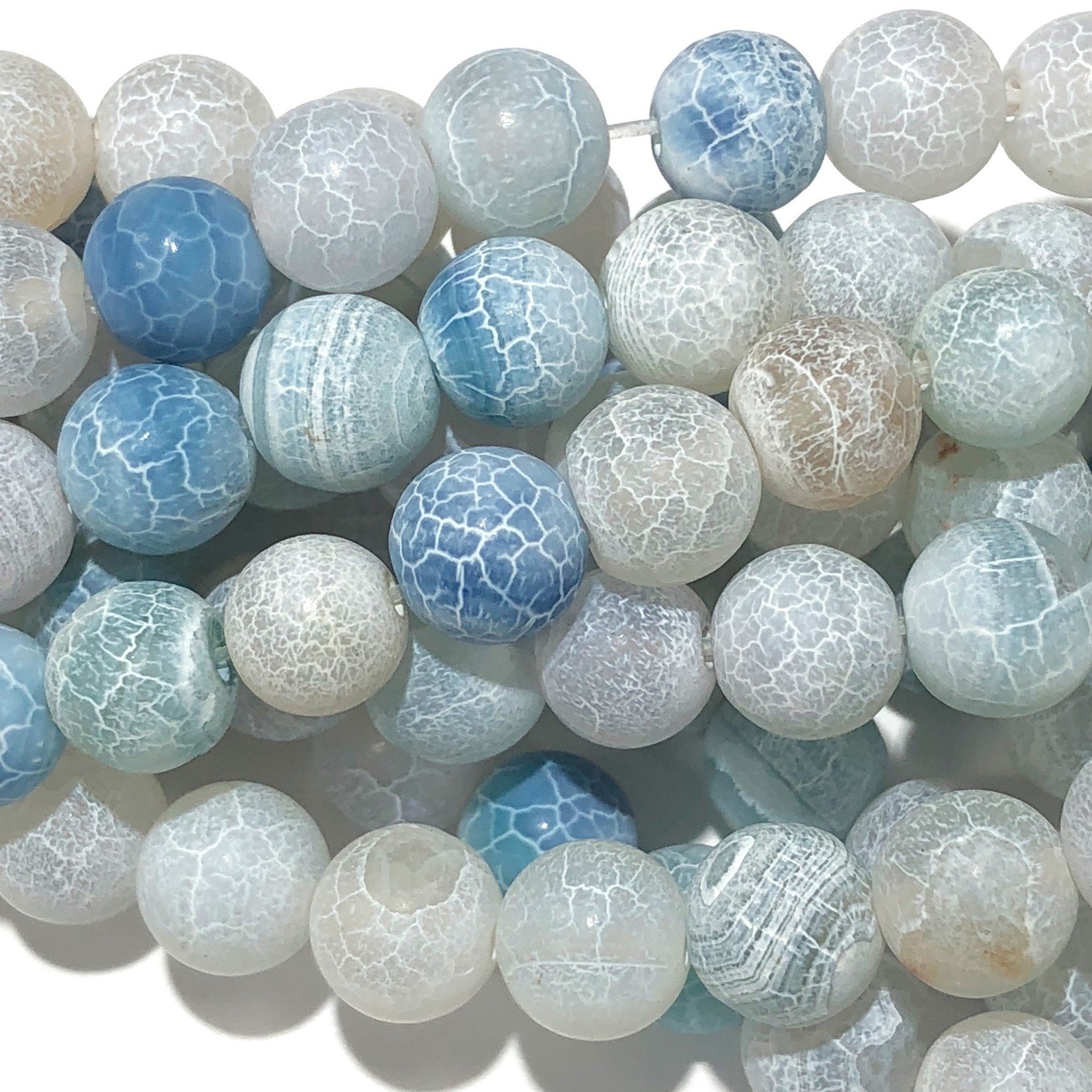 Cracked AGATE Frosted Light Blue 8mm Round