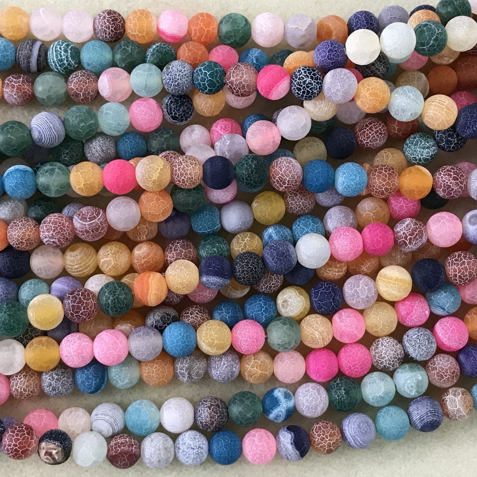 AGATE Matte Multi Coloured 8mm Round