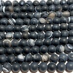 Banded AGATE Frosted Dyed Charcoal 8mm Round