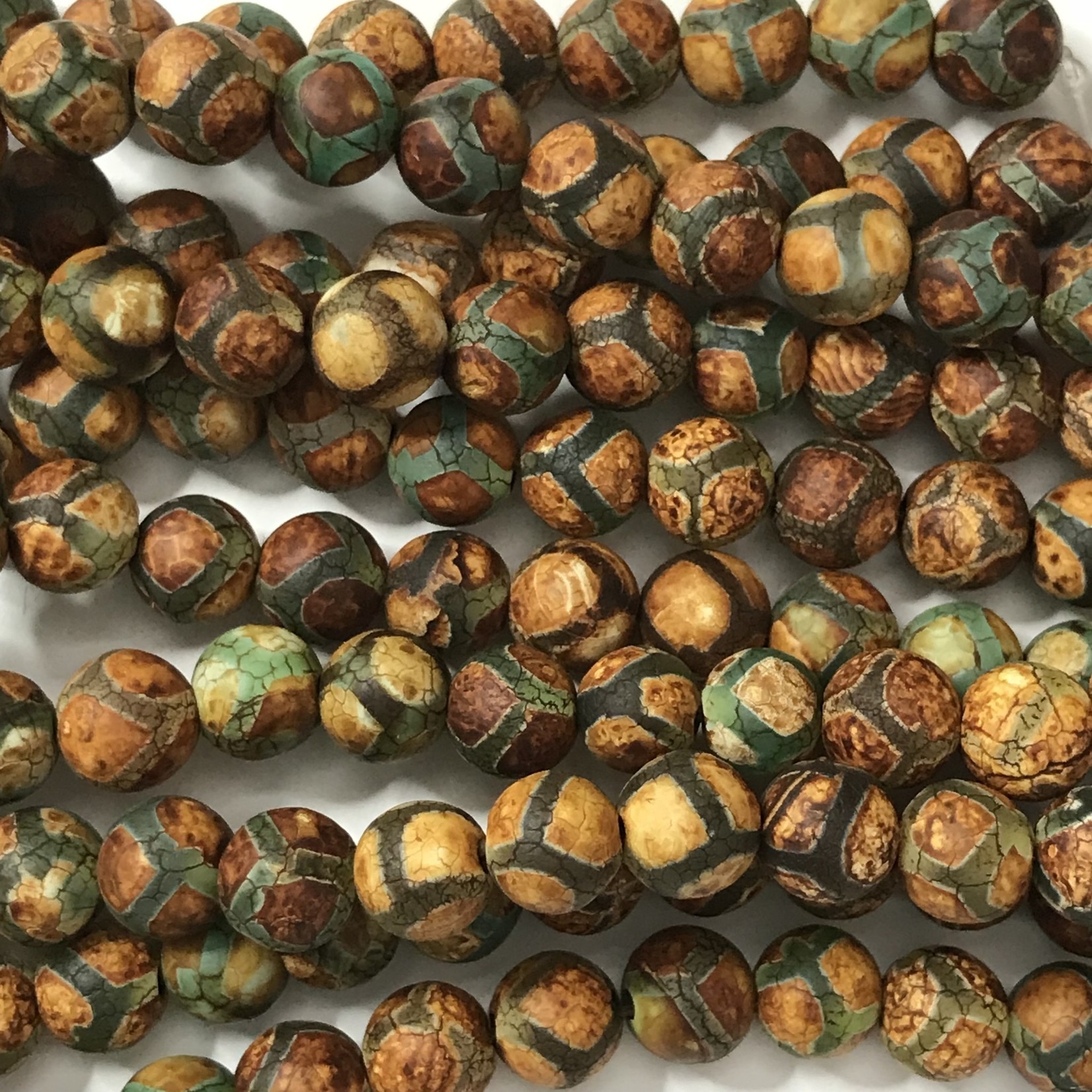 dZi Agate Green & Red-Brown 8mm Round