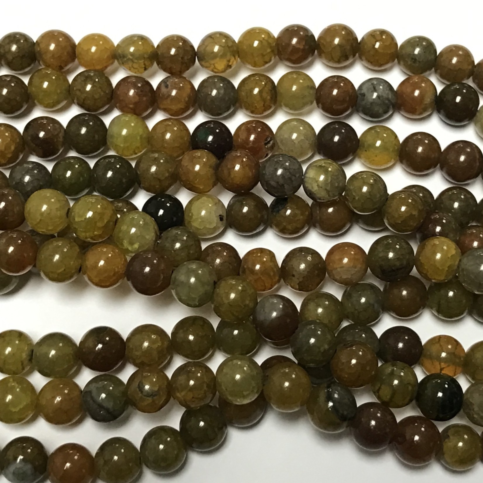 Dyed Fire AGATE Green-Brown 8mm Round