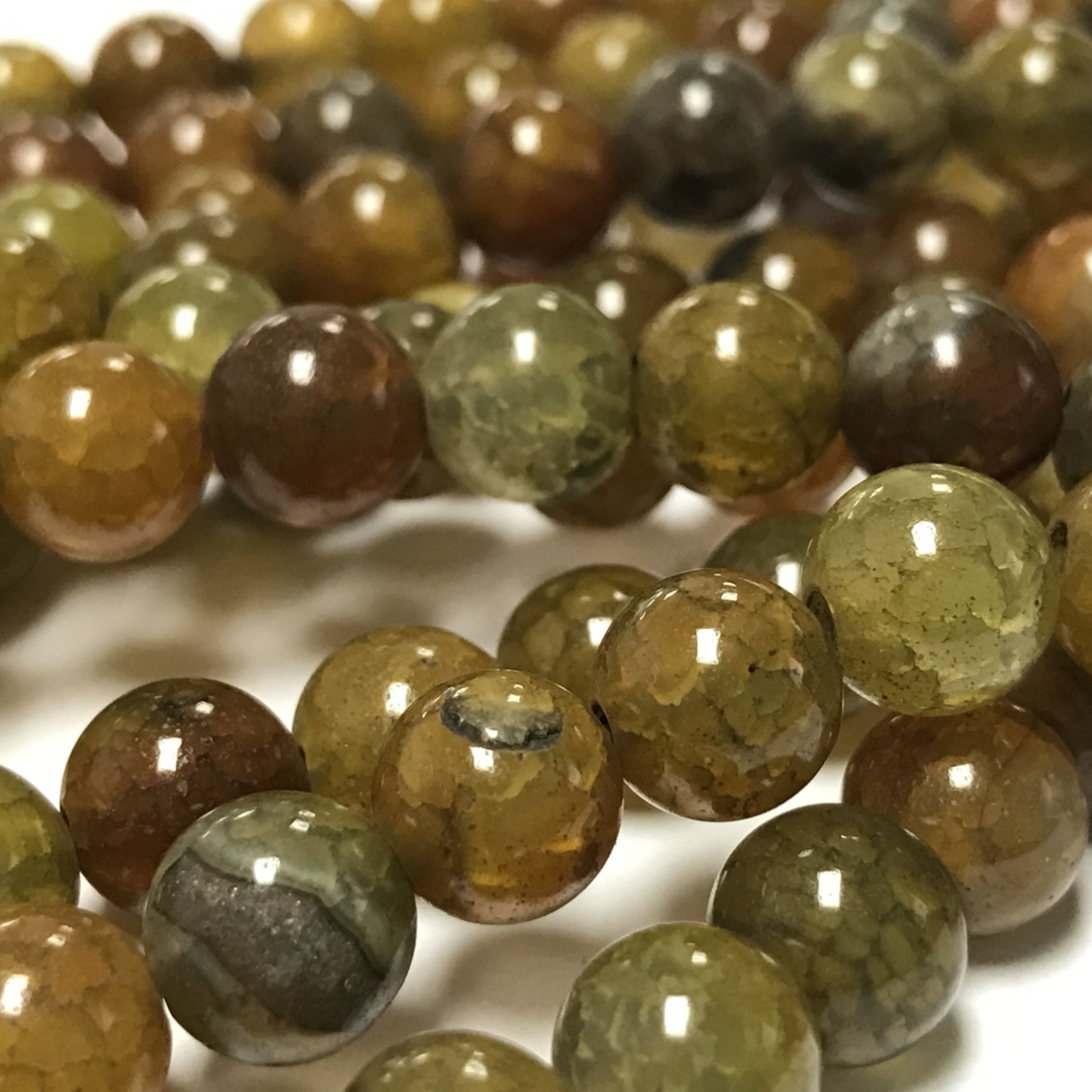 Dyed Fire AGATE Green-Brown 8mm Round