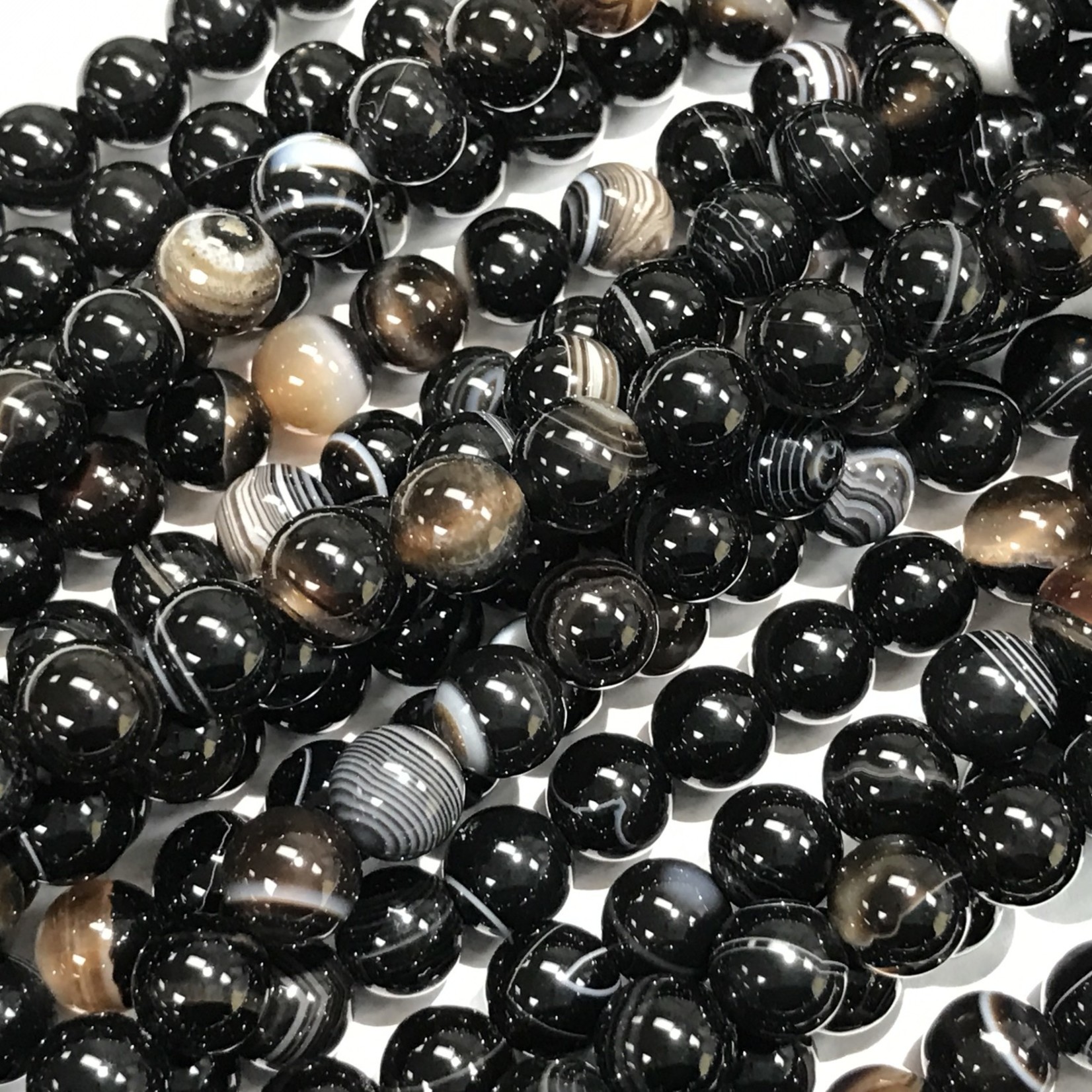 Natural Banded AGATE Black 8mm Round