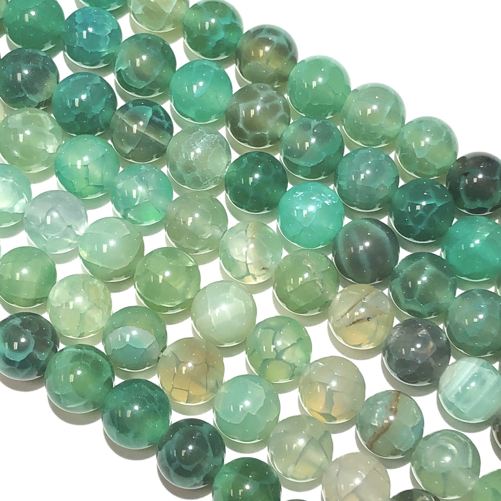 Natural Cracked AGATE Dyed Green 8mm Round