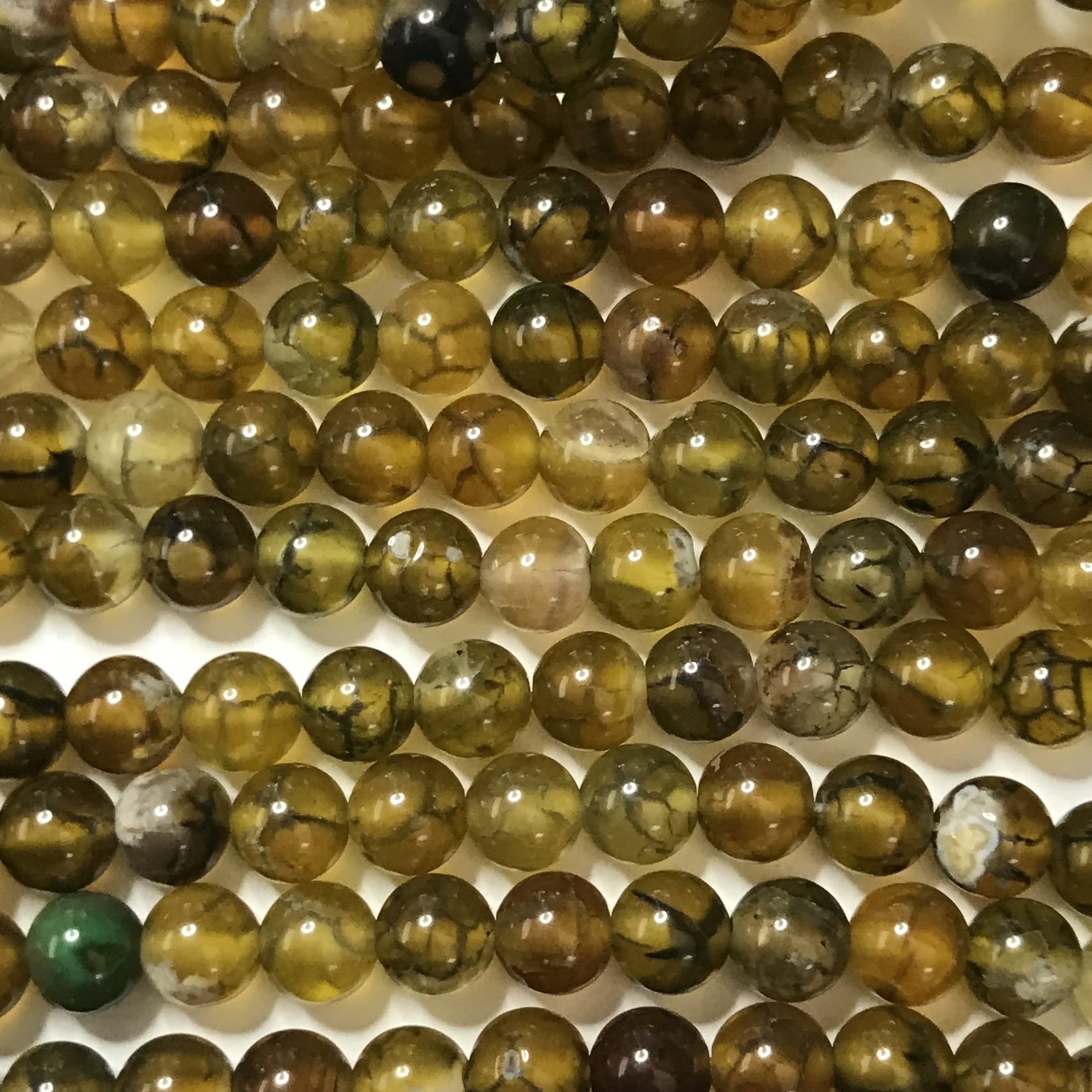 AGATE Dragons Vein Olive 6mm Round