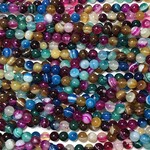 Banded AGATE Dyed Mixed Colours 6mm Round