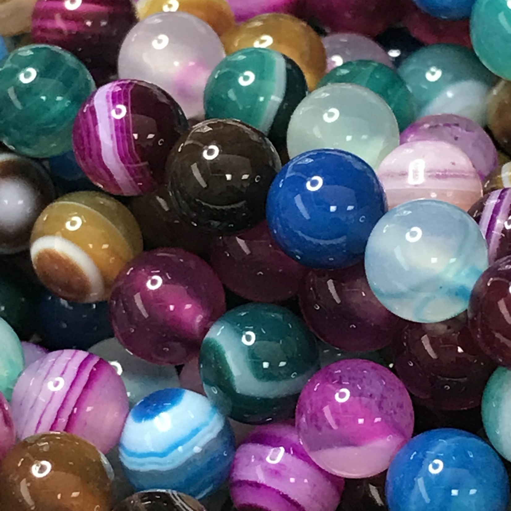 Banded AGATE Dyed Mixed Colours 6mm Round