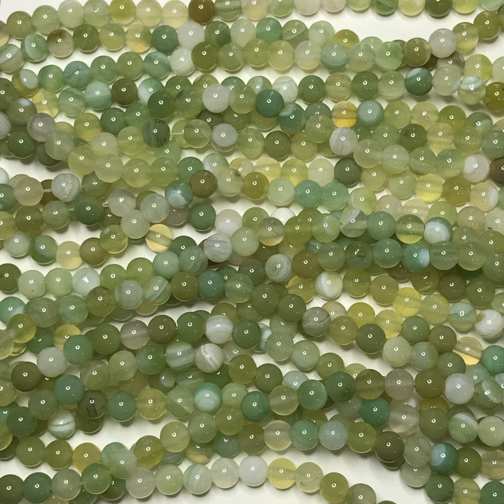 Banded Agate Dyed Green/Yellow 6mm Round