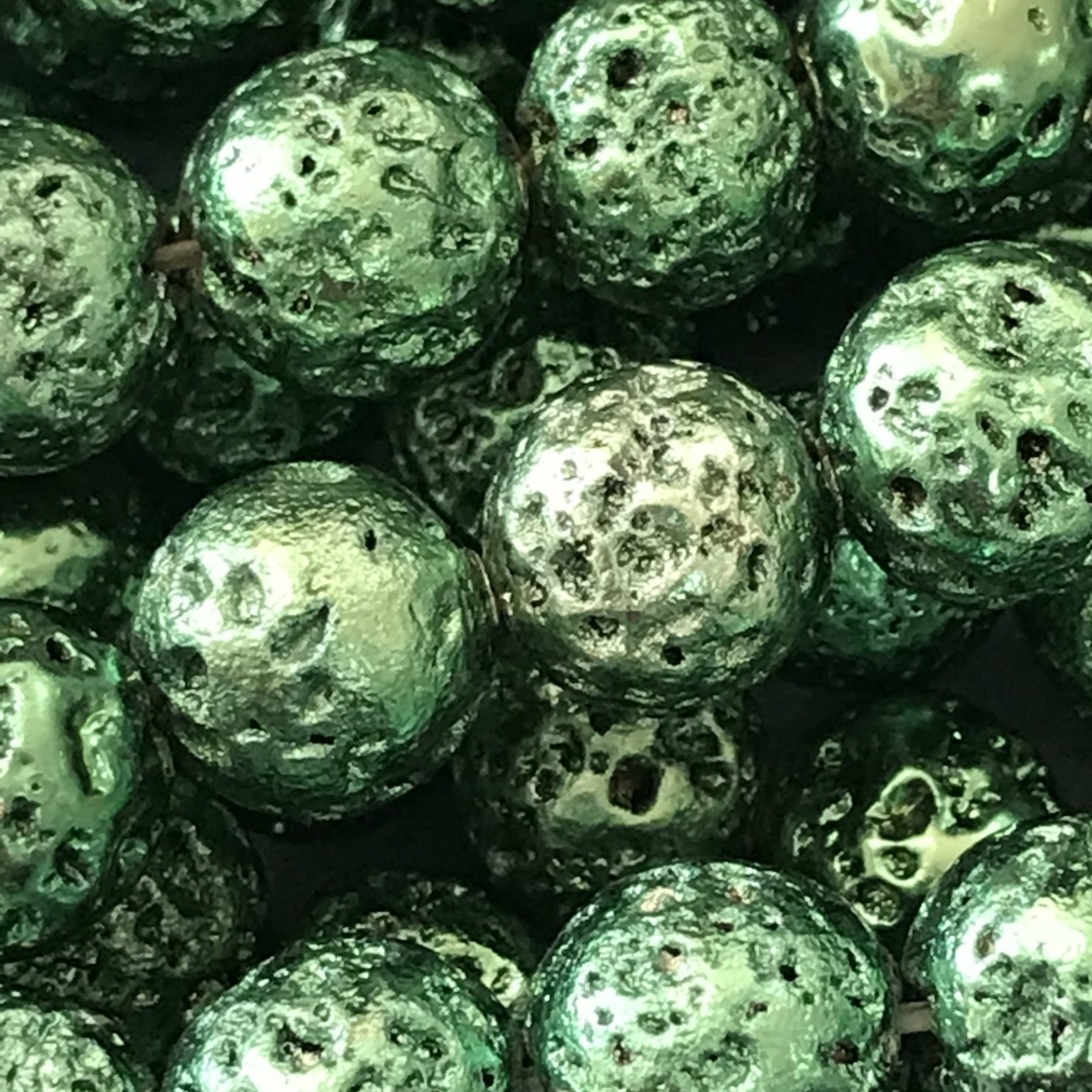 Electroplated LAVA Stone Green 8mm Round