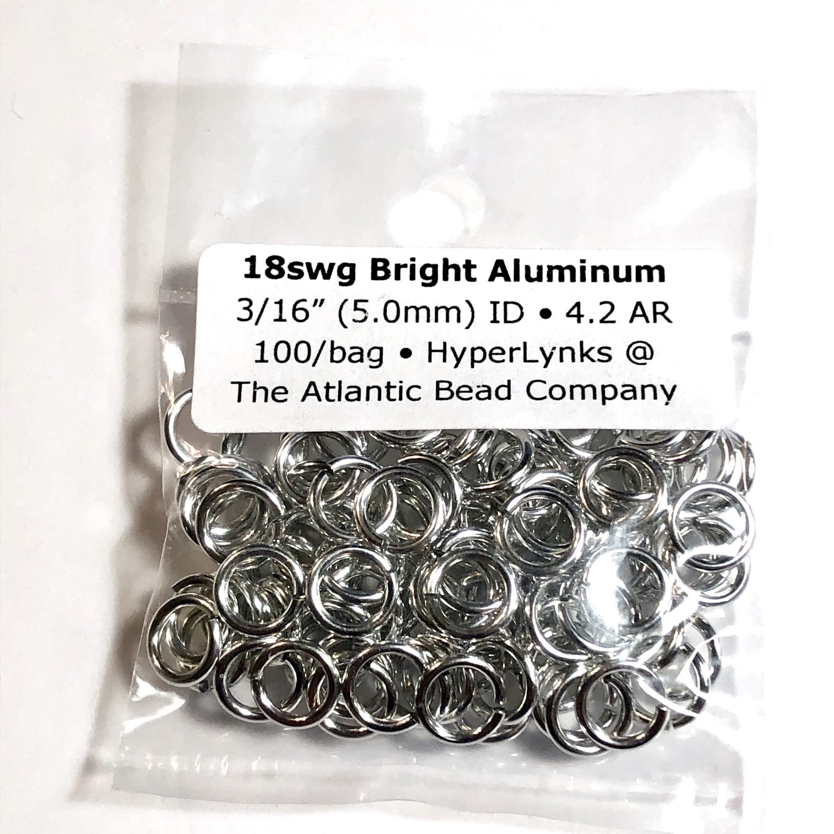 Hyperlinks Bright Aluminum Rings 18ga 3/16" 100pcs