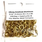 Hyperlinks Anodized Aluminum Rings Gold 18ga 3/16" 100pcs