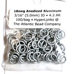 Hyperlinks Anodized Aluminum Rings White 18ga 3/16" 100pcs