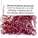 Hyperlinks Anodized Aluminum Rings Hot Pink 18ga 3/16" 100pcs