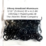 Hyperlinks Anodized Aluminum Rings Black 18ga 3/16" 100pcs