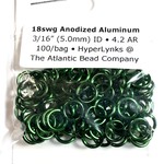 Hyperlinks Anodized Aluminum Rings Green 18ga 3/16" 100pcs