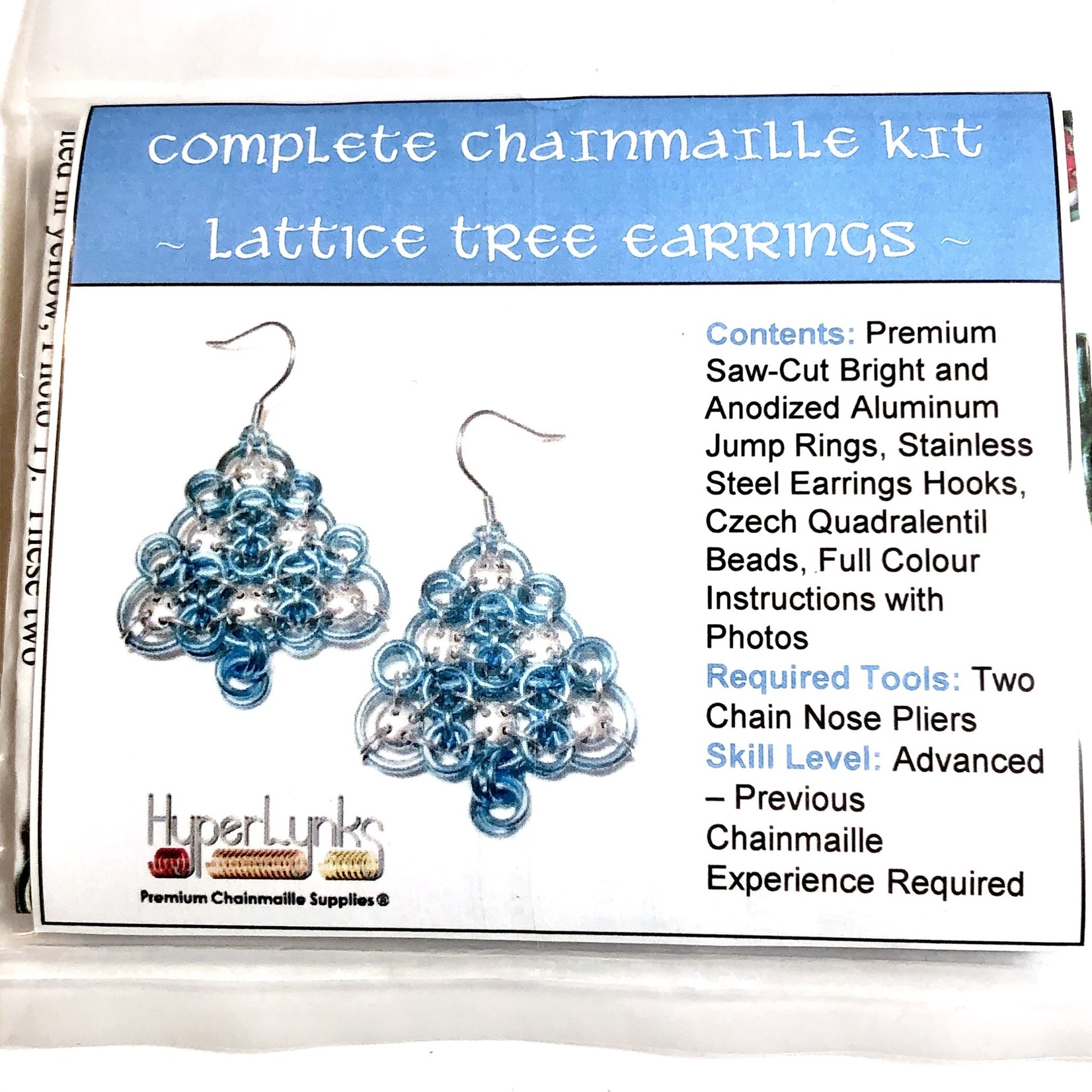 Hyperlinks Chain Maille Lattice Tree Earring Kit Sky Blue & Silver