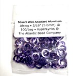 Sq Wire Anodized Alum Rings Lavender 18ga 3/16" 100pcs