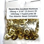 Hyperlinks Sq Wire Anodized Alum Rings Gold 18ga 3/16" 100pcs