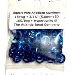 Hyperlinks Sq Wire Anodized Alum Rings Royal Blue 18ga 3/16" 100pcs