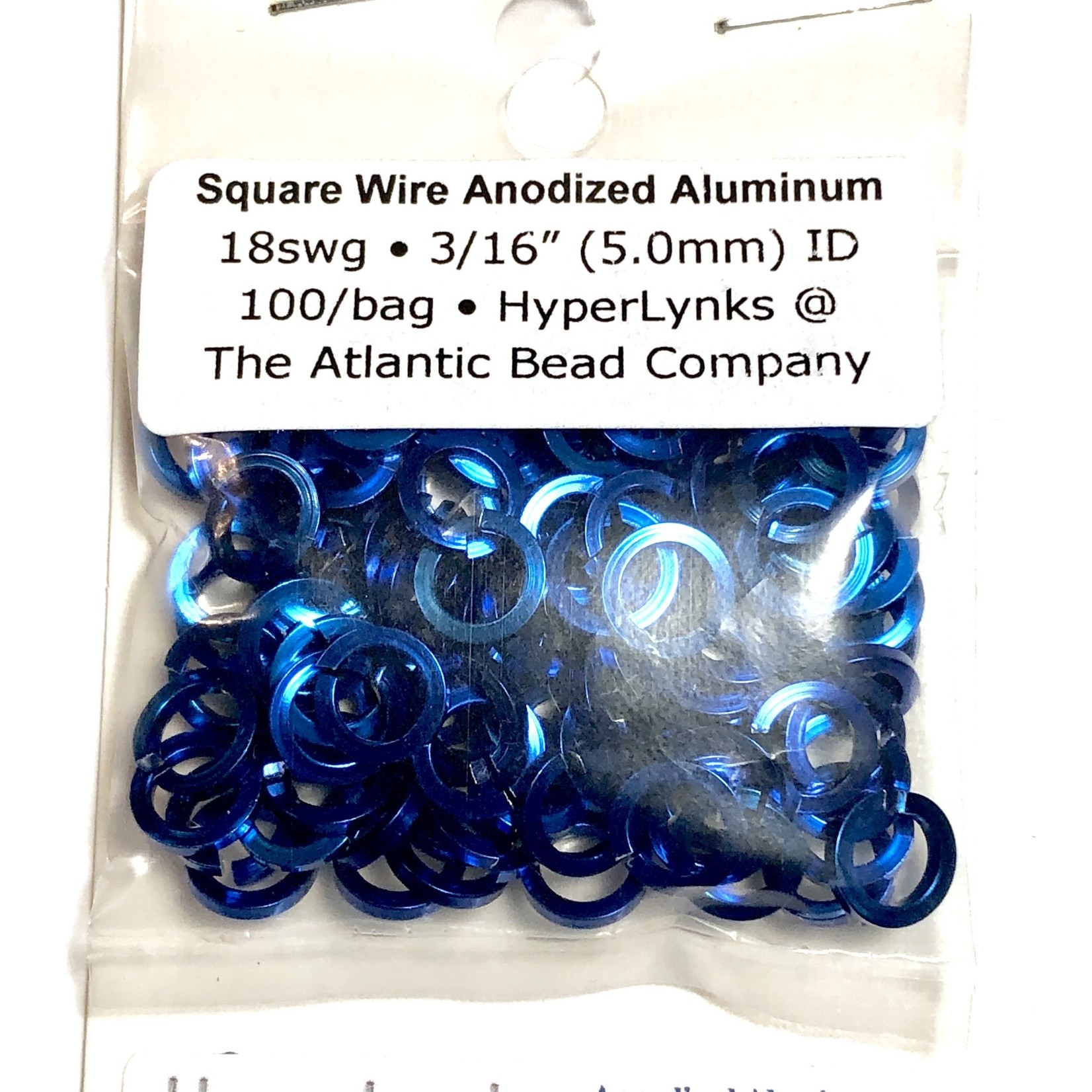 Hyperlinks Sq Wire Anodized Alum Rings Royal Blue 18ga 3/16" 100pcs