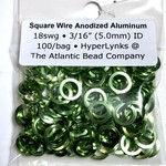 Hyperlinks Sq Wire Anodized Alum Rings Lime 18ga 3/16" 100pcs